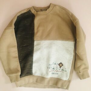 Men's Casual Patchwork Sweater - Tan, Brown, and Gray
